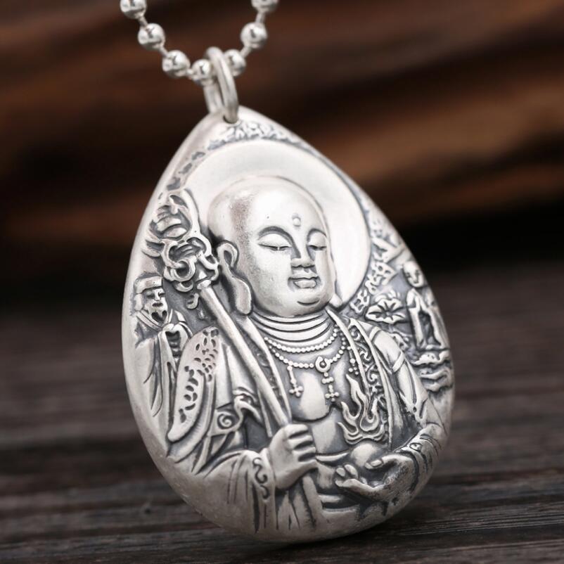 Pur argent Sterling S999 bijoux en argent bouddha mythique pendentif religieux (FGL)