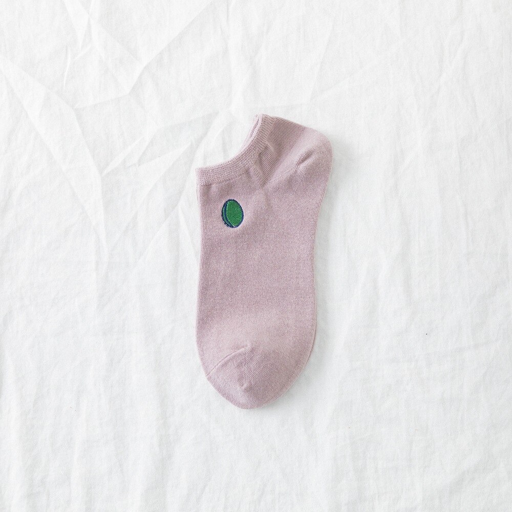 Cute Women Cotton Cartoon Fruit Ankle Socks Summer Japanese Avocado Cute Boat Socks Casual Soft Girls Short Socks: Ankle Socks E