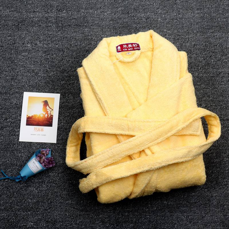 Cotton Winter Bathobes Men Warm Robe Long Mens Bathrobe Male Dressing Gown Homewear Pijama Male Kimono robe Size XL: YELLOW / M