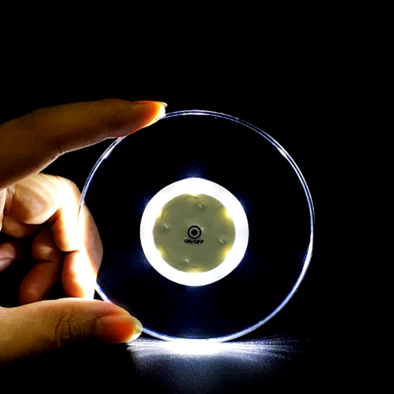 Acryl Crystal Led Glow Coaster Bar Cocktail Glitter Slim Base Barman Sfeer Licht Verlichting Coaster Feestartikelen: 6