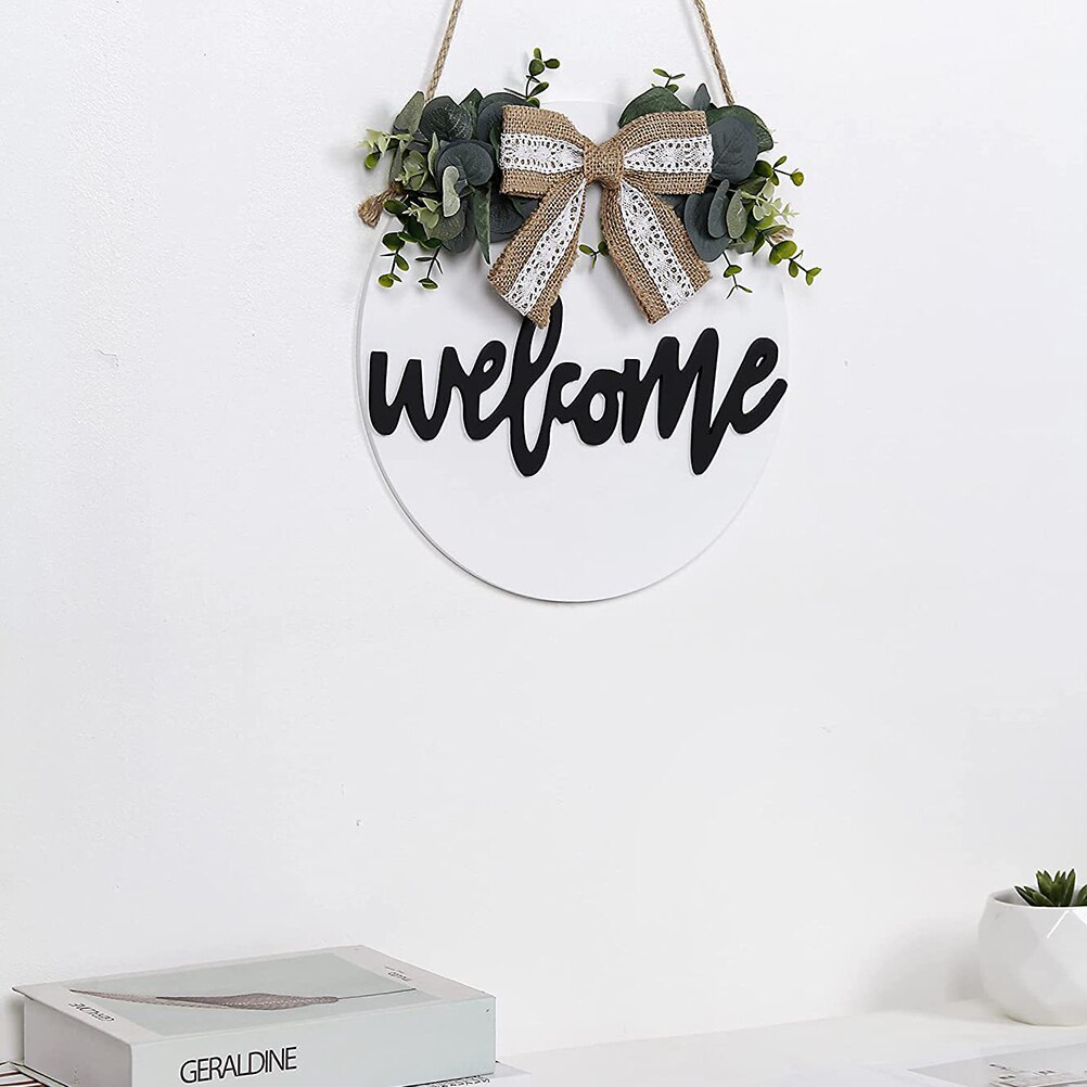 2pcs Welcome Door Sign Wooden Door Hanging Ornament Welcome Door Hanging Plaques