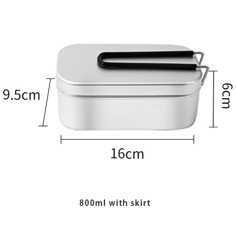 Lunchbox Draagbare Aluminium Camping Servies Outdoor Gear Voor Reizen Keuken Kookgerei Pot Wandelen Apparatuur Koken Set Levert: 800ml with skirt 1pc