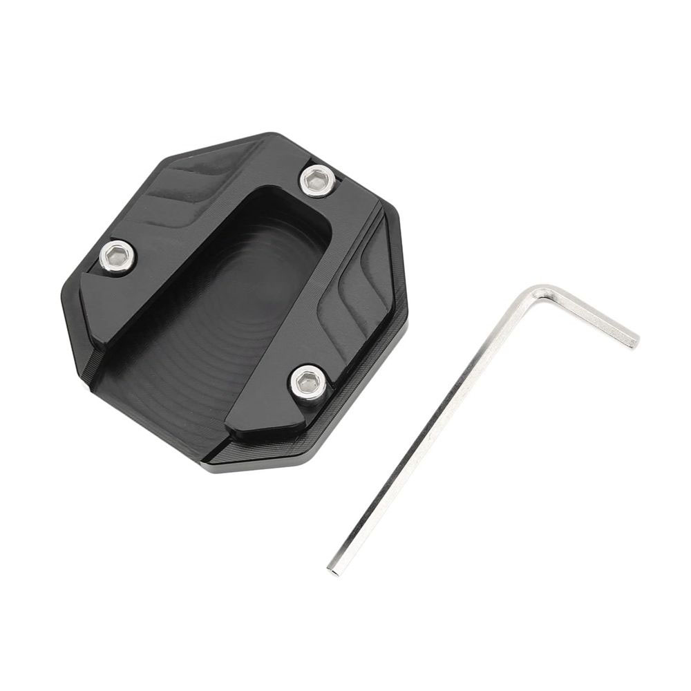 Universal Motorrad Kickstand Seitenständer Pad Vergrößern Verlängerung Fußplatte Hochfestes Stützzubehör Aluminium Schwarz: Default Title