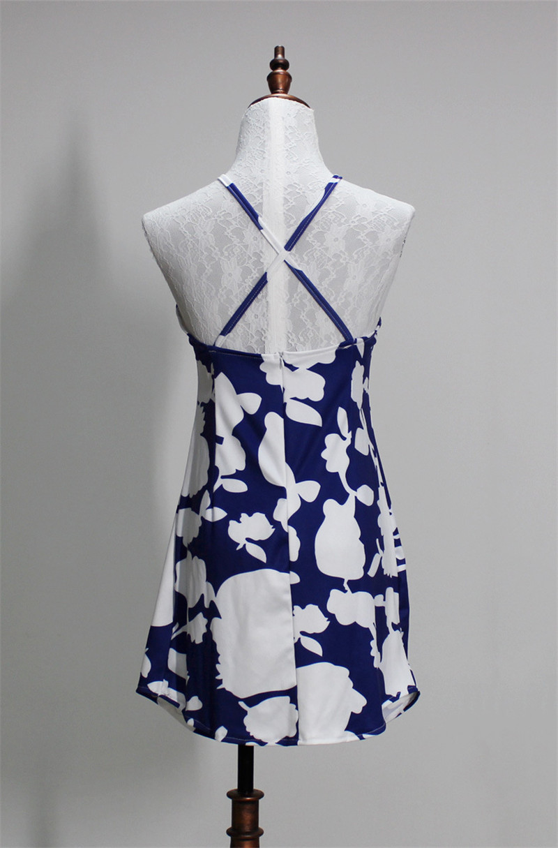 Slips women intimates lace Splice printing backless underwear full