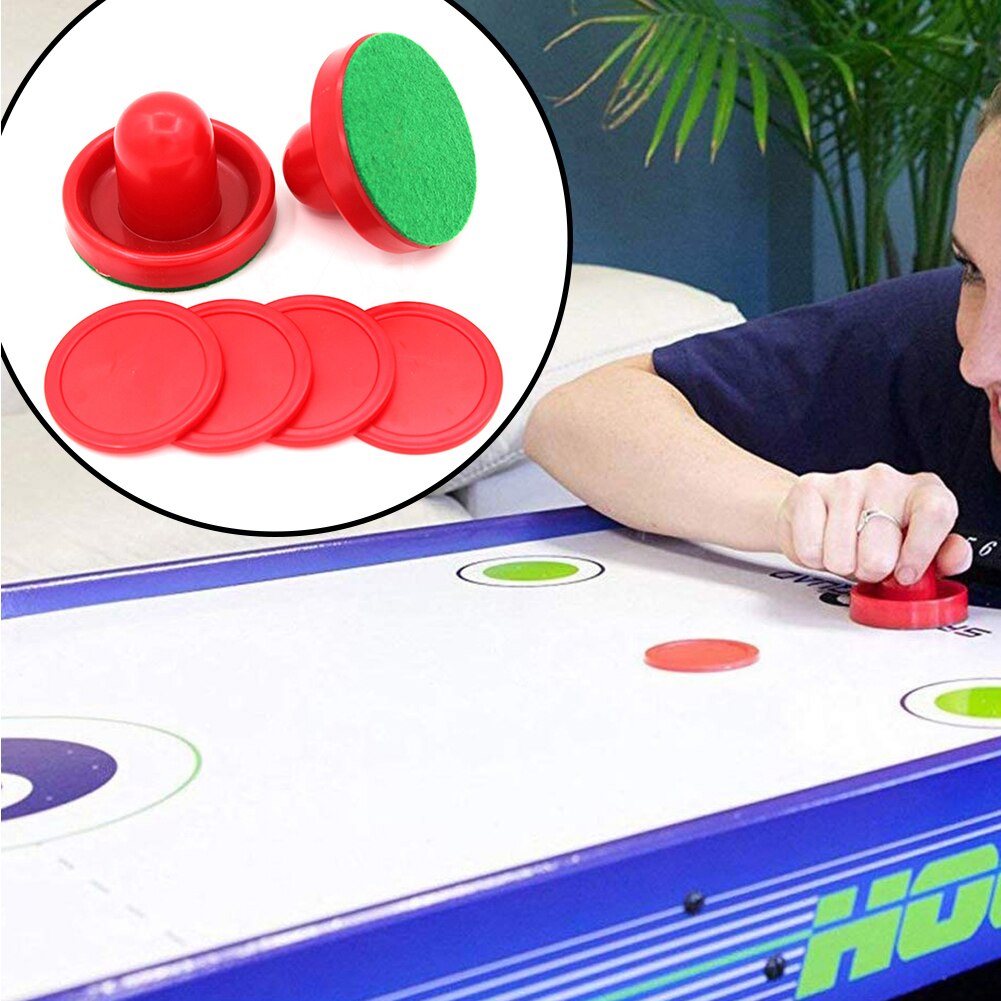 Party air hockey pusher hjem erstatning plast puck filt tilbehør underholdende legetøj børn mini rød bordspil hammer