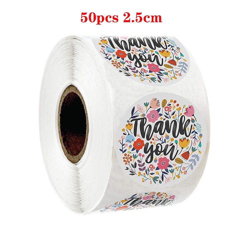 500PCS/Roll Thank You Stickers Handmade Sticker Circle Stationery Thank You For Your Order Seal Labels Thank You Sticker: 11
