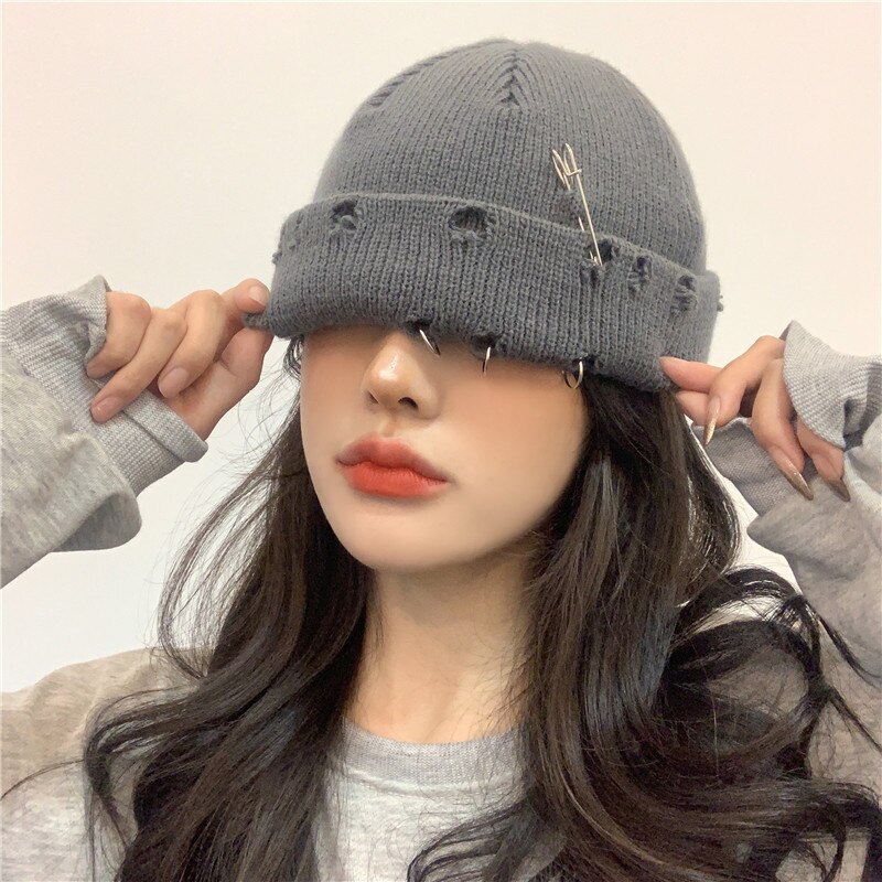 2022 hue kalot metalring uden kant hatte hip hop kasketter street strikkede huer hat kvinder kasket mænd motorhjelm gorras hombre femme