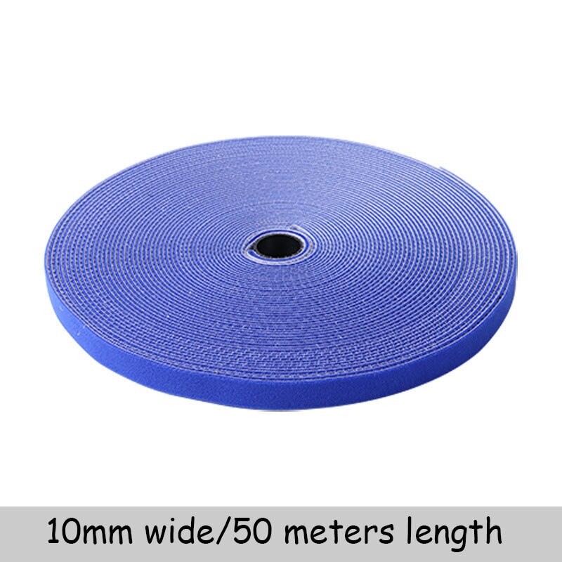 50 meter selvklebende borrelås kabelbånd magisk festebånd kroker løkker snorer spenne manager klips wire line finishing stropp: 50 meter blå