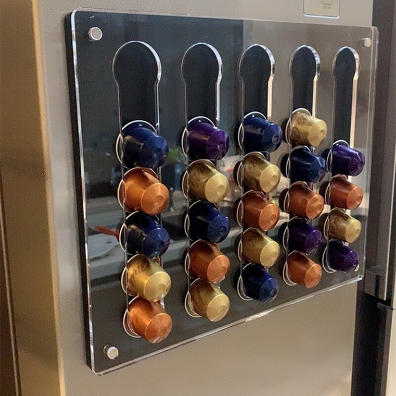 Porte-capsules de café de Nespresso, support mural en acrylique, organisateur de dosettes, support de rangement de 35 dosettes pour étagères à tasses de Nespresso