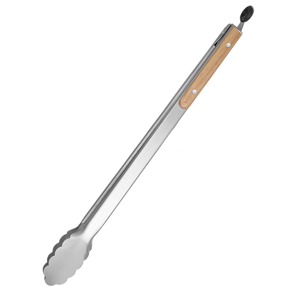 Pince de cuisson en acier inoxydable avec poignée en chêne, pince à salade avec anneau de verrouillage, gadget de cuisine pour barbecue à salade: Chocolat
