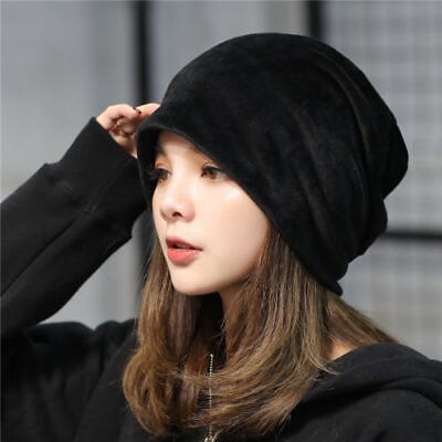 Dame herre fløyel baggy lue lue vinter varm oversized ski cap: C