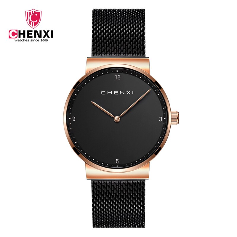 CHENXI relojes de mujer moda couple montre-bracelet minimaliste montre-bracelet pour hommes relogio feminino femmes montres à quartz hodinky: Woman black