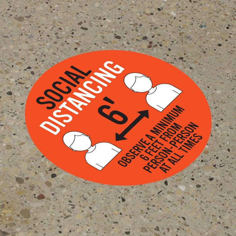 Social Distancing Floor Decals Safety Floor Sign Marker poster Maintain 6 Foot Distance Anti-Slip, Commercial Grade 11' Round: A4
