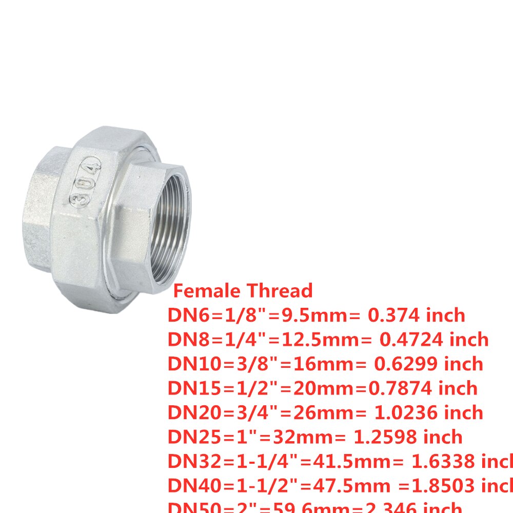 Screw Water Pipe Joint 1/8&#39;&#39; - 4&#39;&#39; BSPT Female Threaded Union Stainless Steel SS 304 Cast Pipe Fitting Class 150