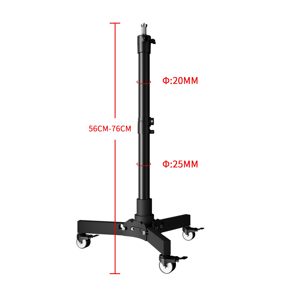 Opvouwbare Lichtstandaard Vloer Gemonteerde Katrol Beweging Metalen Statief Fotografie Spot Licht Softbox Fotostudio Wielen Basis