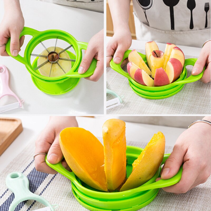 6 Pcs Multifunctionele Snijmachine Grote Cut Apple Mango Met Handvat Rvs Gevulde Fruit Cutter Keuken Snijgereedschap keuken