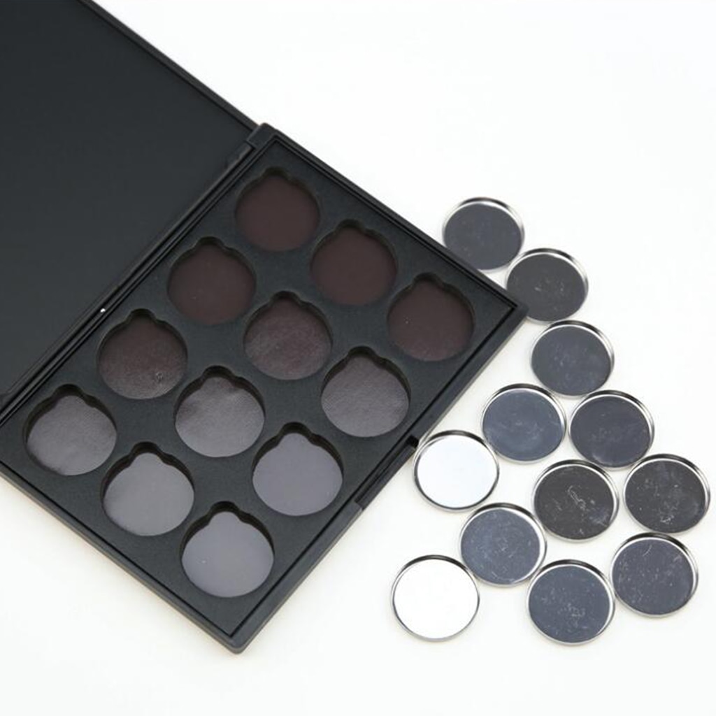 Eyeshadow Makeup Palette Empty Blush Lipstick Container Case With 12Pcs 26mm Round Metal Pans