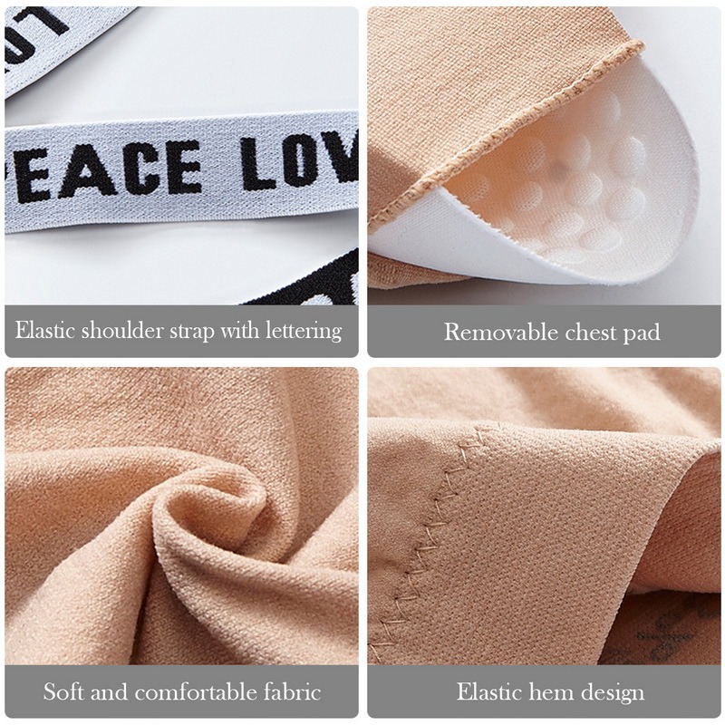 Women&#39;s Sports Bra Push Up Fitness Bra Bra Sport Underwear Running Gym Fitness Tops Black White Letters Seamless Underwear