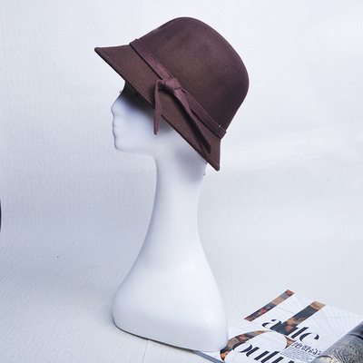 BINGYUANHAOXUAN Vrouwen Vintage Voelde Ronde Cloche Hoed Bloem Boog Fedora Bowler Caps: 17