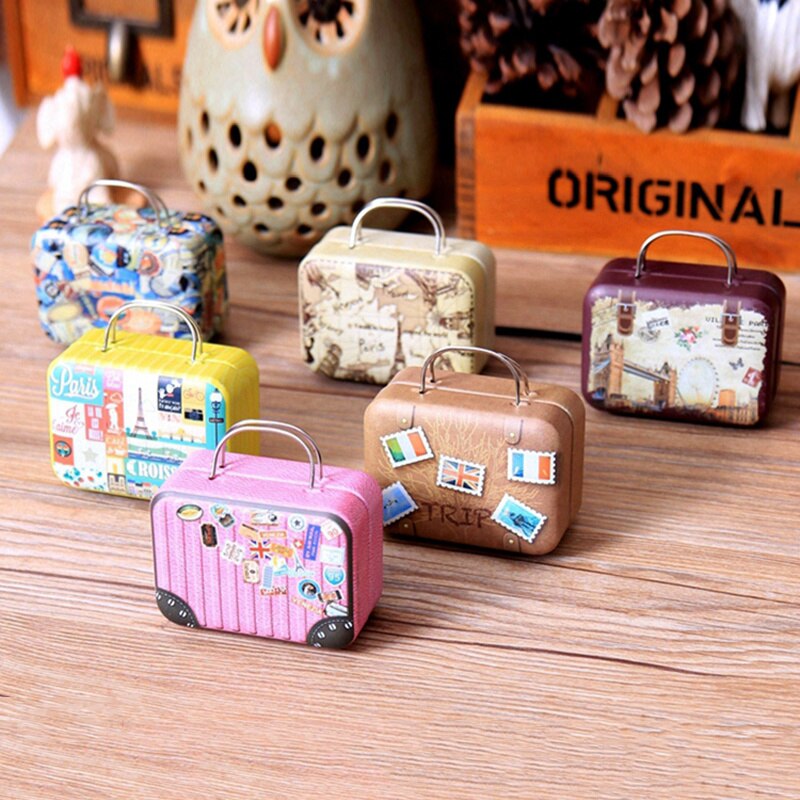 Mini cajas de música de creativas, Maleta Retro, caja de música, caja Musical de colores, accesorios de decoración para el hogar, 1 ud.