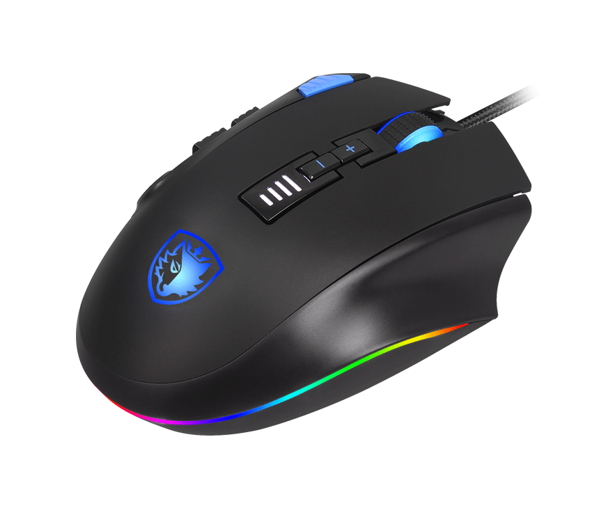 SADES S12 Axe Gaming Mouse Wired 12 Buttons Optical RGB Lighting Mouse For FPS&MOBA Gamers