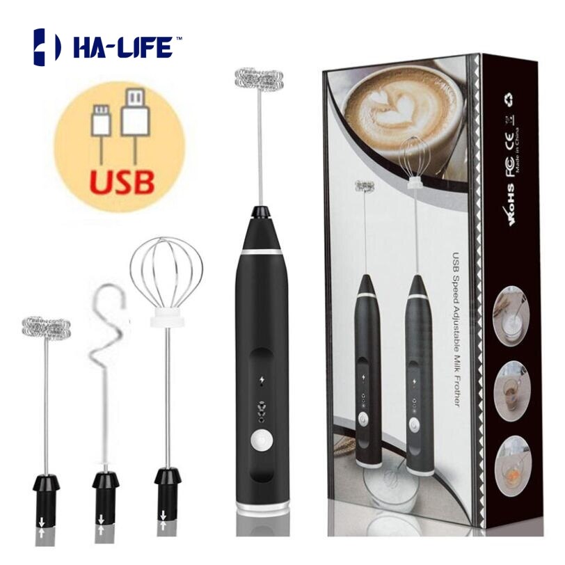 3 Modes Electric Handheld Milk Frother Blender With USB Charger Bubble Maker Whisk Mixer For Coffee Cappuccino