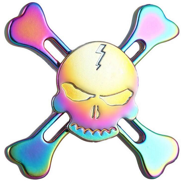 Rainbow Colorful Four Fidget Spinner Hand Spinner For Better Focus Reduce Autism ADHD Stress Toys With Box: skull