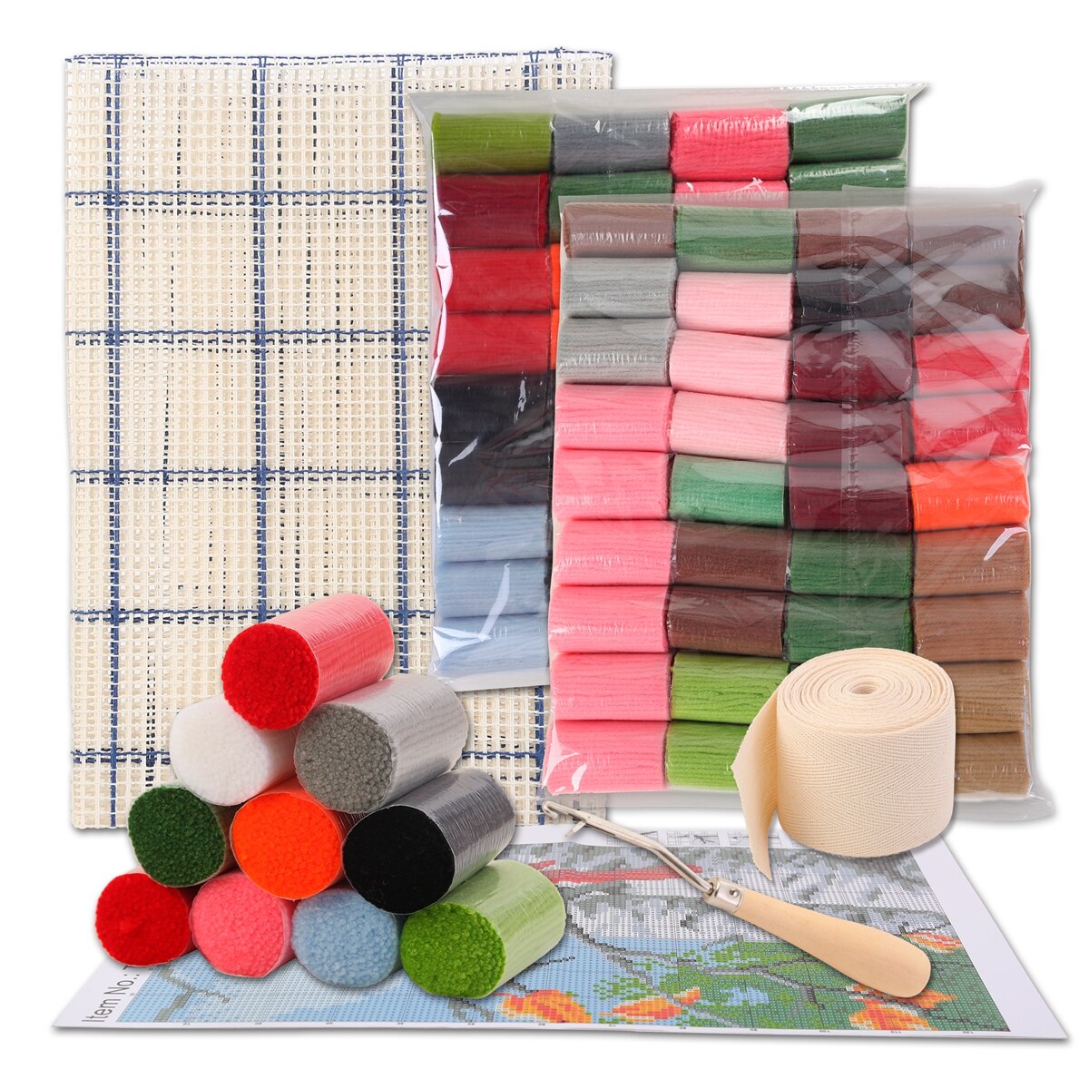 Kit de tapis à Crochet pour couple, à faire soi-même, coussin de siège, loquet, fil épais, couture, tapisserie de sol noué, artisanat