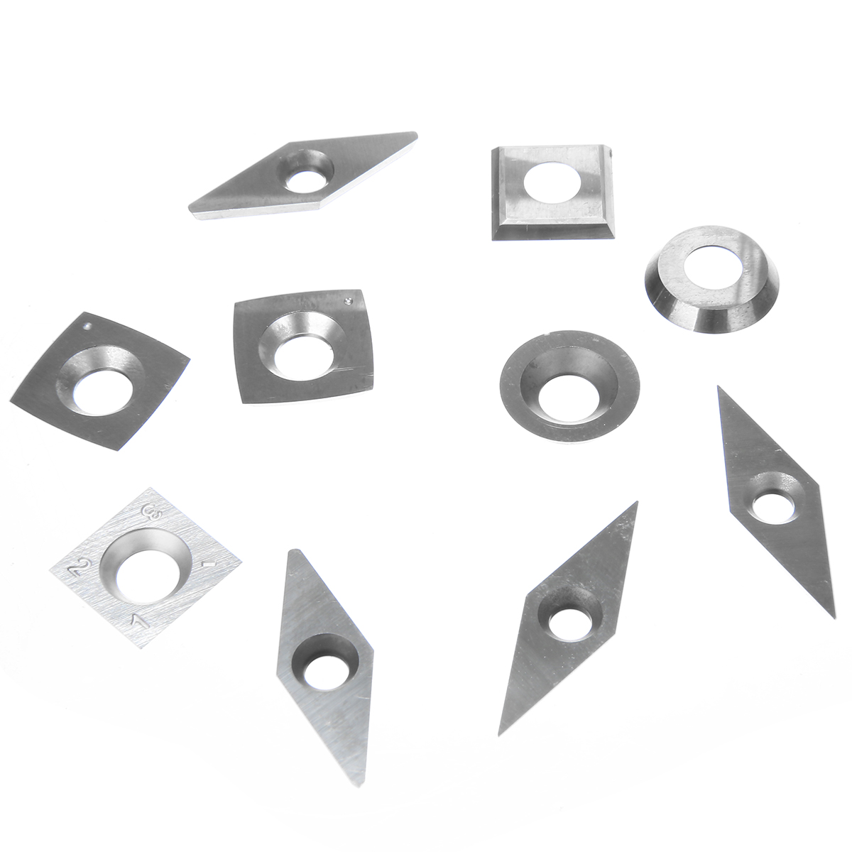 10pcs/Set Diamond Square Round Blades High Hardness Carbide Inserts Woodworking Turning Cutters for Boring Bar