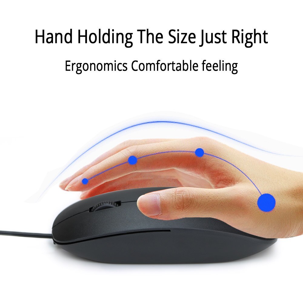 Simple Ultra Thin Wired Mouse 3 buttons 1200DPI USB Optical Mouse for PC Computer Desktop Home Office