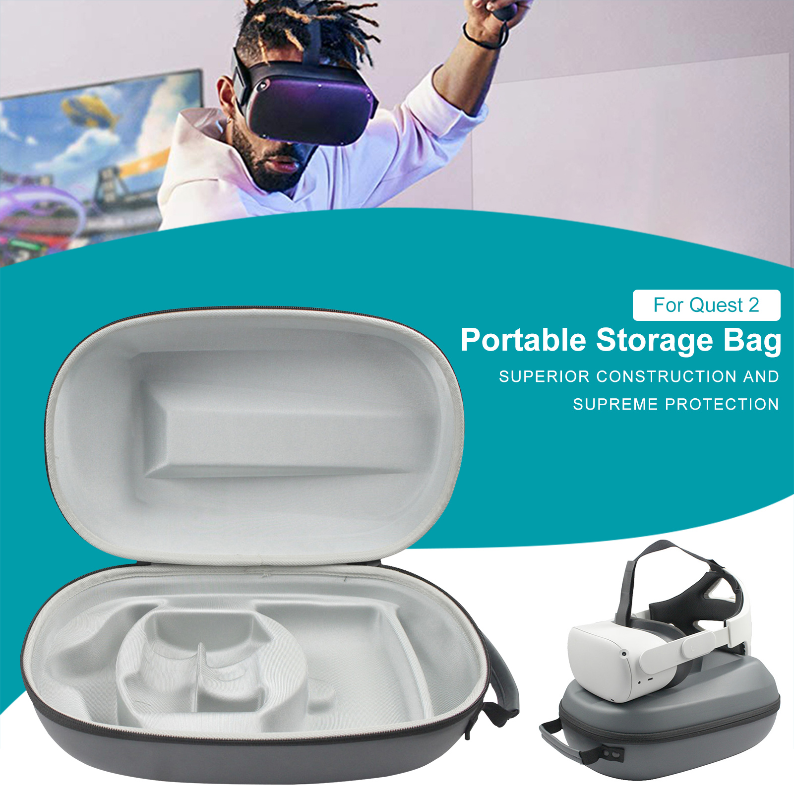 Bolsa de almacenamiento para Oculus Quest 2, estuche rígido de transporte, accesorios, realidad Virtual, gafas 3D VR, casco para juegos