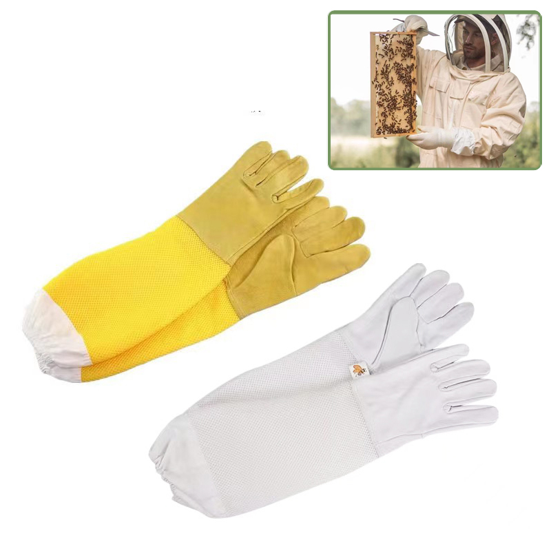 Luvas de apicultor mangas protetoras ventiladas profissional anti abelha para apicultura apicultor evitar ferramentas colmeia