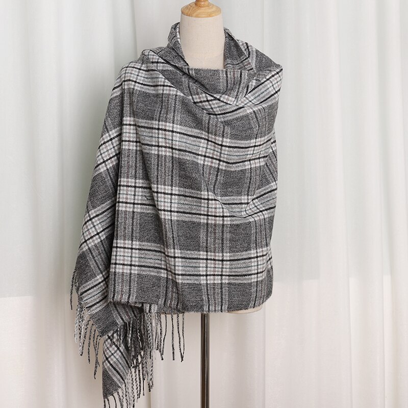 Winter Kasjmier Plaid Sjaal Vrouwen Warme Sjaal Wraps Zachte Pashmina Mannen Lange Kwasten Sjaals Dikke Deken Foulard Bandana: 5