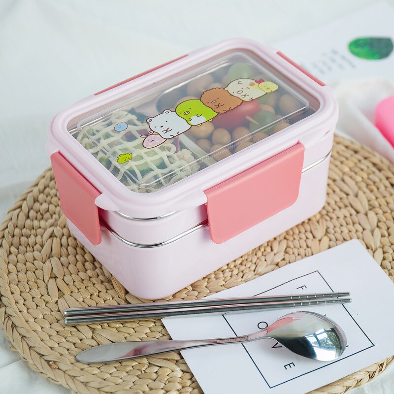 Lunch Box for Kid Stainless Steel Double Layer Food Container Portable for Kids Kids Picnic School Bento Box Bento for Lunch