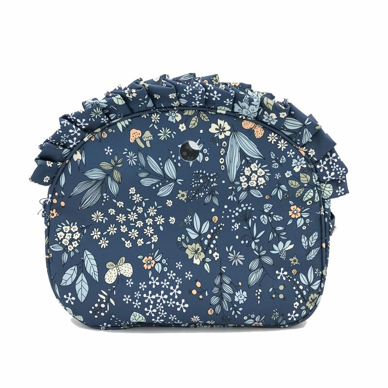 Floral Border Lining Insert Zipper Pocket Canvas Inner Pocket for Omoon Obag for O Bag silicon bag women handbag accessories: Blue Flower