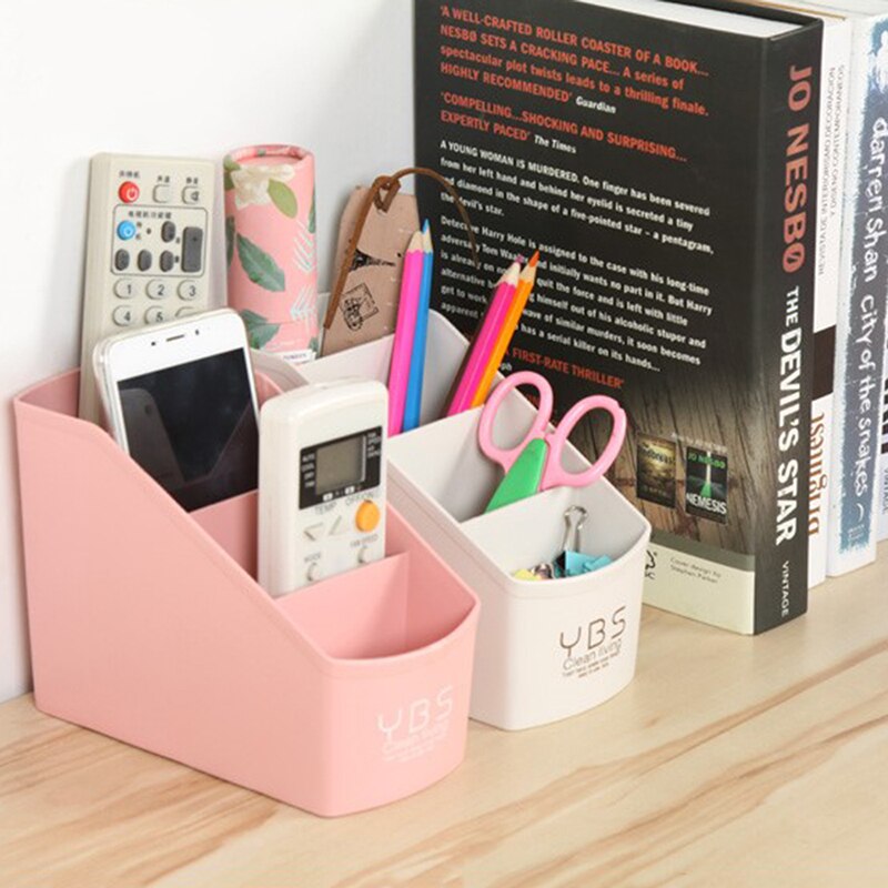 Multi-Cell Desktop Storage Box Large-capacity Office Organizer Tube Four-layer Container Case Blue Purple Pink Beige Makeup Box