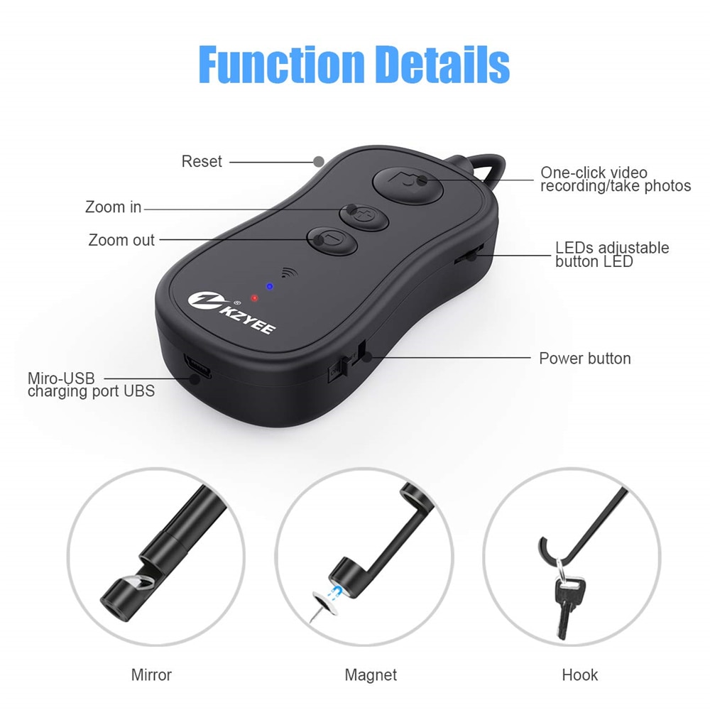 KZYEE WIFI Multifunction Endoscope Camera 5.5mm Lens HD Semi-rigid Waterproof Phone Camera Hard Cable Snake Wireless Borescope