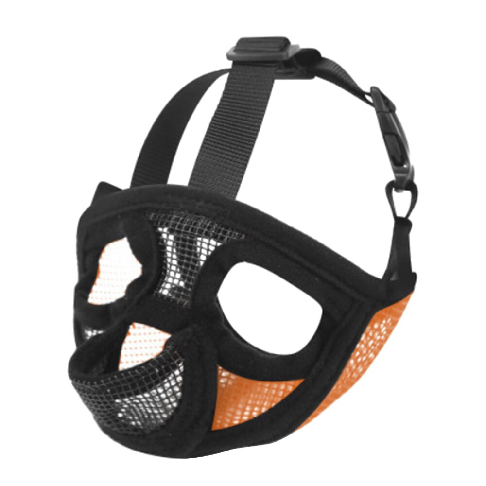Kort snude mundkurv til kæledyr behagelig justerbar mesh fransk bulldog mops mund mundkurv maske: Orange 2 / M