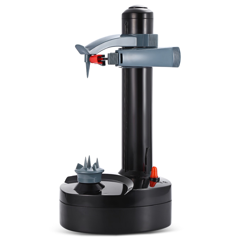 Multifunctionele elektrische schilmachine voor fruit en groenten, automatische roestvrijstalen appelschiller, keuken-aardappelsnijder, zwart: Default Title