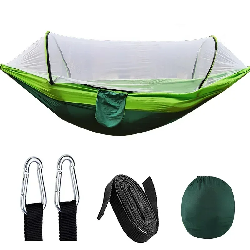 Hamaca tienda de campaña suspensión mosquitera hamaca tela a prueba de mosquitos al aire libre portátil estable Camping Picnic columpio hamaca: Pulir