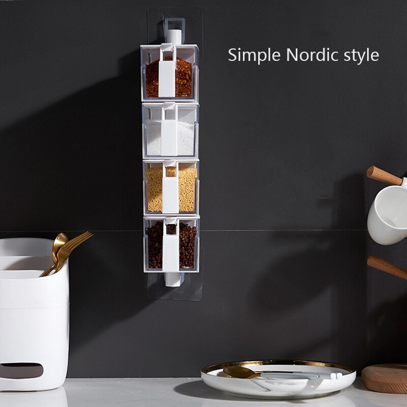 Kitchen Transparet Plastic Seasoning Box Case Condiment Bottles Set Salt Spice Jar Spices Storage Box Kitchen Tool