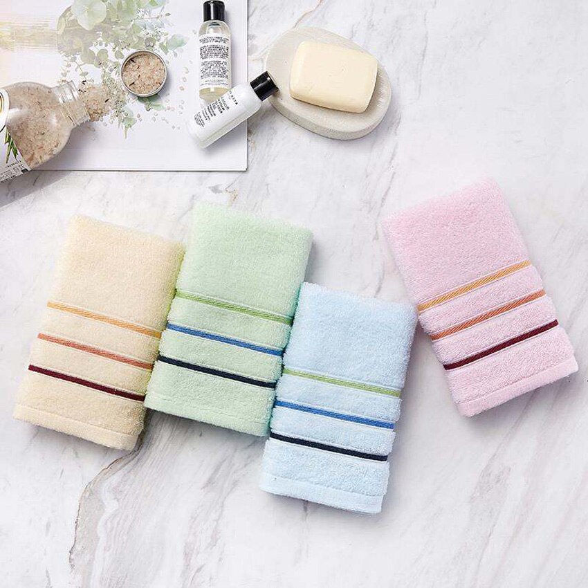 100%  katoenen gestreepte handdoeken met effen oppervlak, snel drogende handdoeken voor volwassenen versus roze haartulbandhanddoek