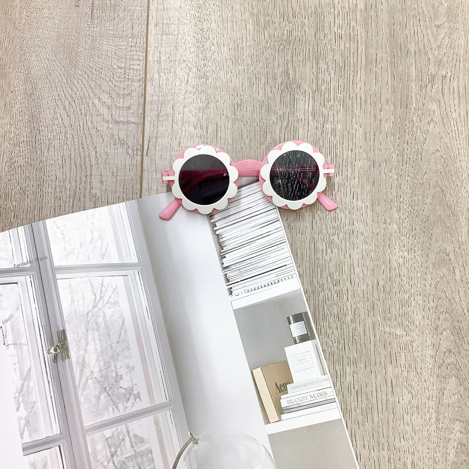 Gafas de sol con forma de flores para niño y niña, lentes de sol redondas a la , Vintage, protección UV, clásicas, 2022: Rosa