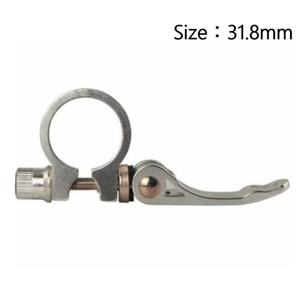 Colorful Bicycle Quick Release Seat Tube Clamp Mountain Bike Rack Seat Tube Clamp Lock Quick Release Button Aluminum Alloy: Silver 31.8mm