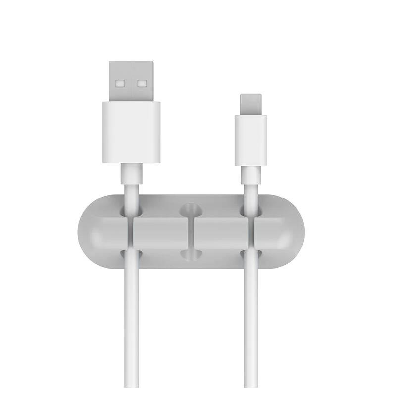 Cable Organizer Silicone USB Cable Winder Desktop Tidy Management Clips Cable Holder For Mouse Keyboard Headphone Wire Organizer: WHITE