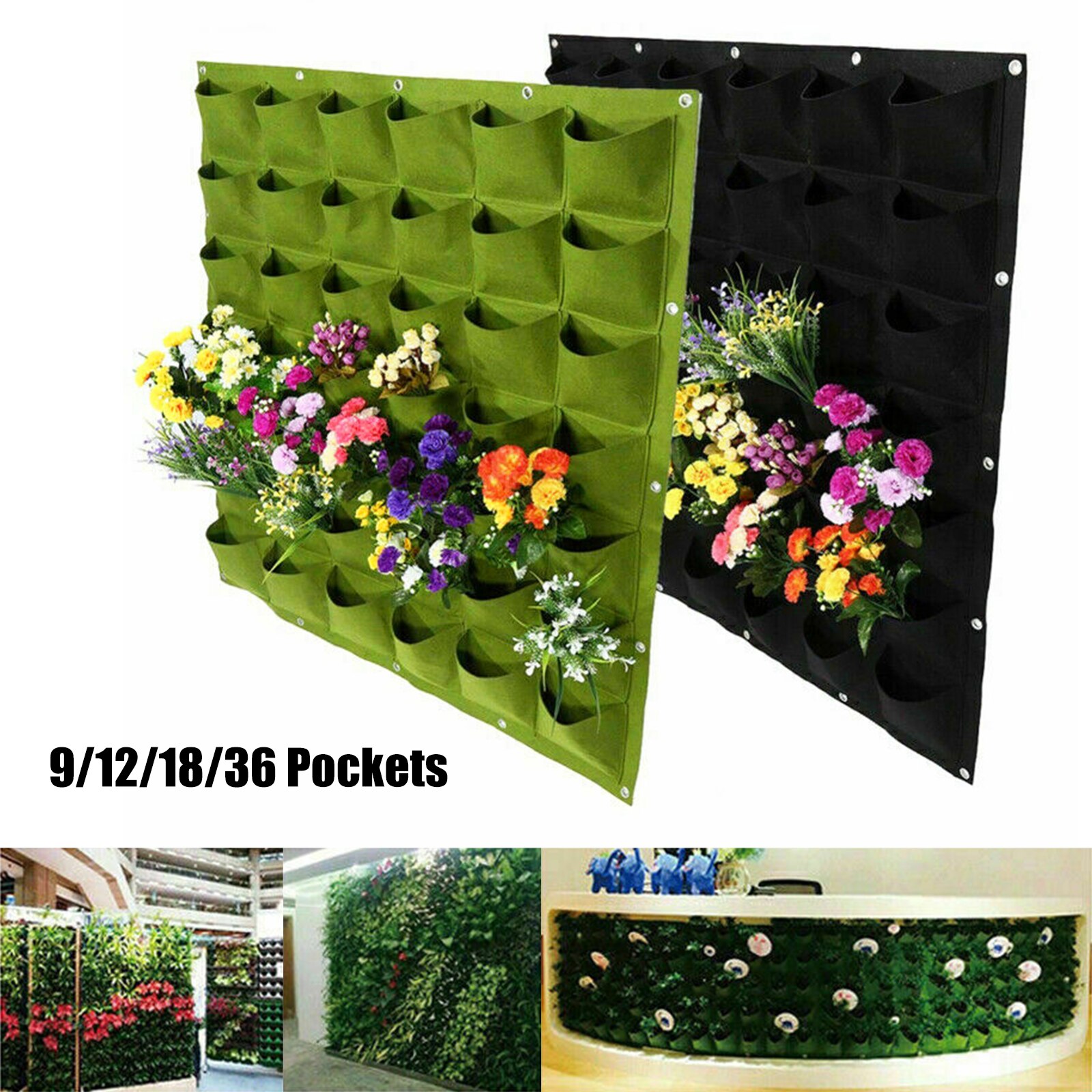 Sacchetti per piantare appesi a parete fioriera verticale da giardino Multi tasca per vasi da giardinaggio per interni da giardino a parete