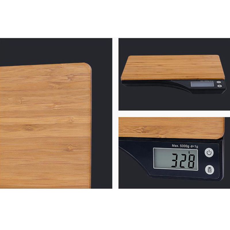 Kitchen Scale 5kg Blue Backlight Electronic Scale Jewelry Food Balance Weight Pocket Scale Portable Bamboo Panel Digital Scale
