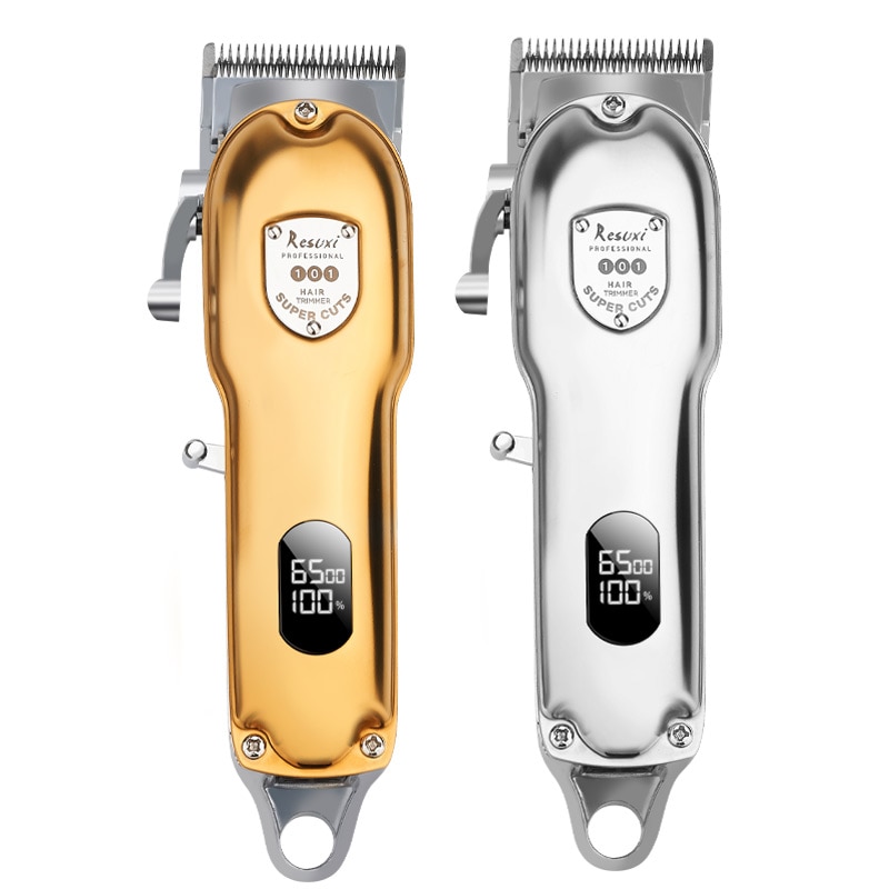 All-metal barber hair clipper electric hair trimmer men cordless hair cutter machine hair cut LCD rechargeable