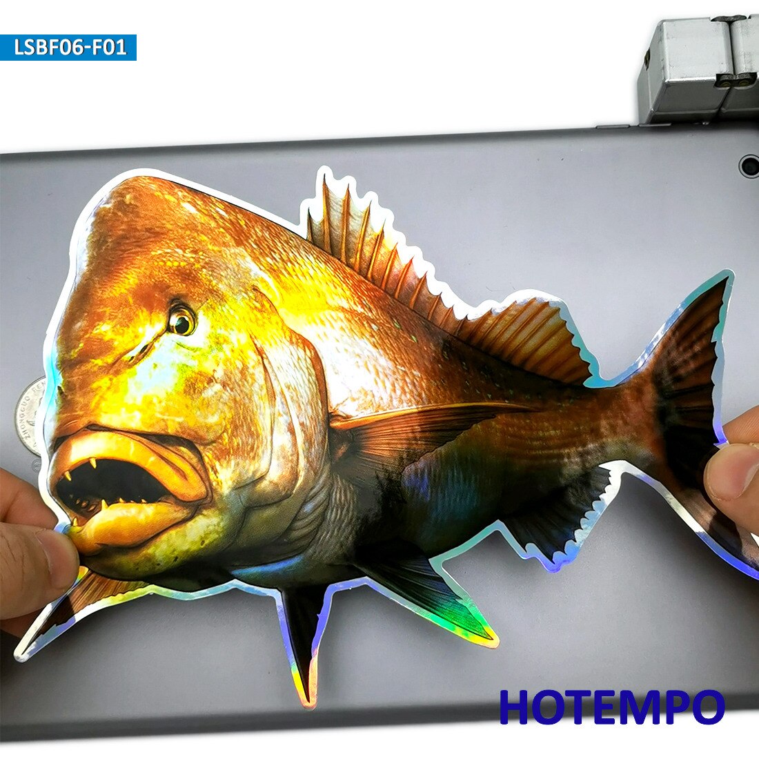 7.87 pollici 20cm Laser pesce di grandi dimensioni pesce persico dorato adesivi per auto moto per Laptop di grandi dimensioni per Go Fishing adesivo impermeabile