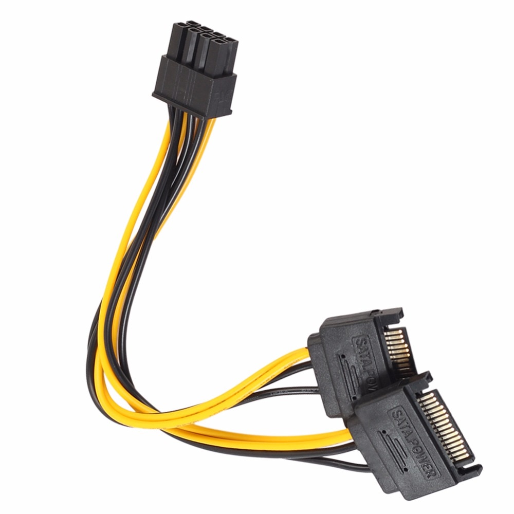 17 cm 8 pin naar 15 Pin Video Card SATA Power Cable (6 + 2) 8Pin Male naar Dual 15Pin Man PCIE PCI Express Mijnbouw Adapter Data Kabels